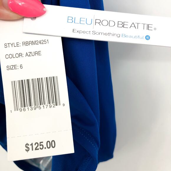 BLEU ROD BEATTIE Ring Master Drape One-Piece Swinsuit US 6 Blue Azure NWT - Picture 8 of 11